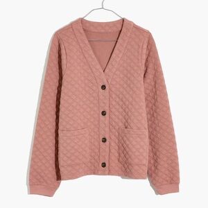 Madewell Quilted Crop Cardigan Sweatshirt
